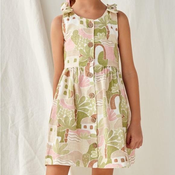Mayoral Resort Pink & Green Tropical Printed Dress - Picture 4 of 7